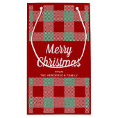 Rustikales Rot und Grün Karierte Weihnachten Kleine Geschenktüte (Rückseite)