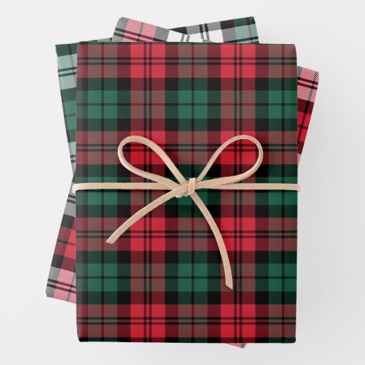 Rustikales Rot und Grün Schwarz Karierte Weihnacht Geschenkpapier Set (Beispiel)
