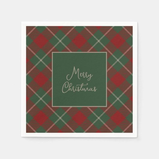 Rustikales Rot und grüner Tartan Karierte Weihnach Serviette (Vorderseite)