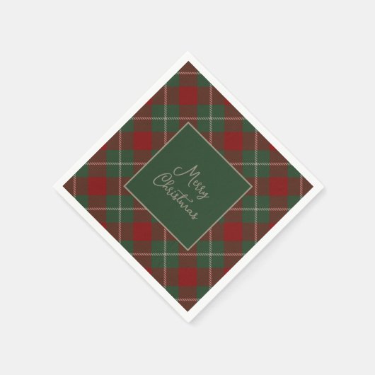 Rustikales Rot und grüner Tartan Karierte Weihnach Serviette (Ecke)