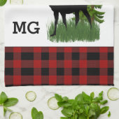 Rustikales Rot und Kariertes Buffalo Geschirrtuch (Gefaltet)