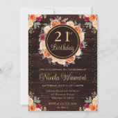 Rustikales Rot und Orange Fall Blume Wreath Geburt Einladung (Vorderseite)