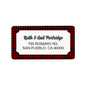 Rustikales Rot und Schwarzes Buffalo Kariert Adressaufkleber (Vorne)