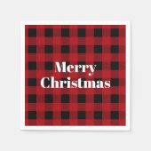 Rustikales Rot und Schwarzes Buffalo Kariert Frohe Serviette (Vorderseite)
