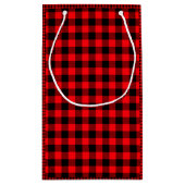 Rustikales Rot und Schwarzes Buffalo Kariert, kari Kleine Geschenktüte (Rückseite)