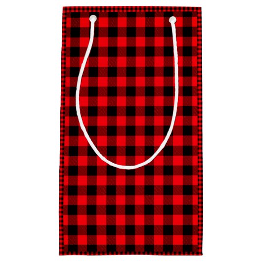 Rustikales Rot und Schwarzes Buffalo Kariert, kari Kleine Geschenktüte (Vorderseite)