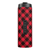 Rustikales Rot und Schwarzes Buffalo Kariert Perso Thermosbecher (Vorderseite)