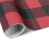 Rustikales Rot und Schwarzes Buffalo Karierte Weih Geschenkpapier (Rolleneckpunkt)