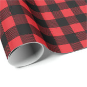 Rustikales Rot und Schwarzes Buffalo Karierte Weih Geschenkpapier (Rolleneckpunkt)