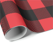 Rustikales Rot und Schwarzes Buffalo Karierte Weih Geschenkpapier (Rolleneckpunkt)