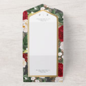 Rustikales Rot und Weiß Blütengoldrahmen Kein Aben All In One Einladung (Außenbereich)