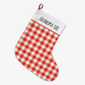 Rustikales Rot und Weiß Gingham Custom Großer Weihnachtsstrumpf (Vorderansicht (hängend))