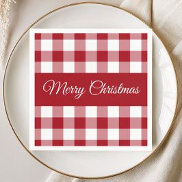 Rustikales Rot und Weiß Karierte Weihnachten Serviette
