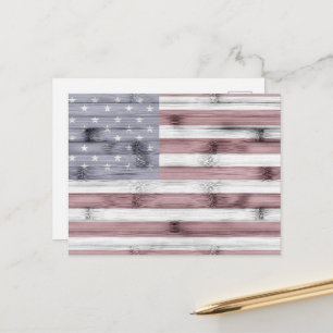 Rustikales Rot-Weiß-Blau-Holz-USA-Flagge Amerika Postkarte