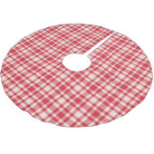 Rustikales Rot-Weiß-Gingham-Karo Polyester Weihnachtsbaumdecke (Schrägansicht)