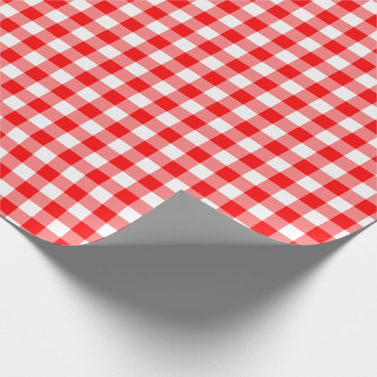 Rustikales Rot-Weiß-Gingham-Muster Geschenkpapier (Ecke)
