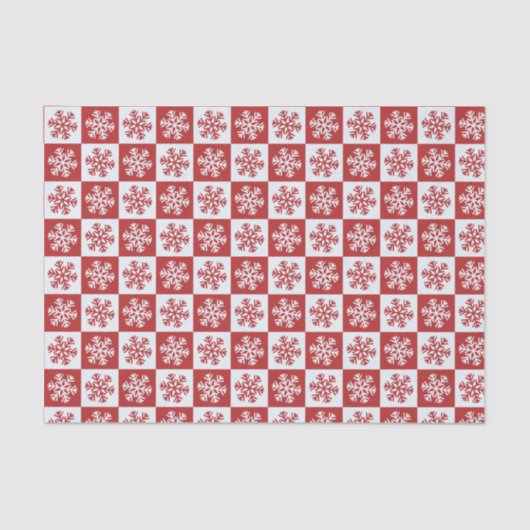 Rustikales Rot-Weiß-Schneeflockenmuster Weihnachte Seidenpapier (Vorderseite)
