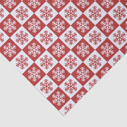 Rustikales Rot-Weiß-Schneeflockenmuster Weihnachte Seidenpapier (Ausschnitt)
