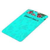 Rustikales Rot & Weiße Rosen Blau-Grün Hintergrund Magnet (Linke Seite)