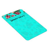 Rustikales Rot & Weiße Rosen Blau-Grün Hintergrund Magnet (Rechte Seite)