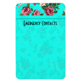 Rustikales Rot & Weiße Rosen Blau-Grün Hintergrund Magnet (Vertikal)