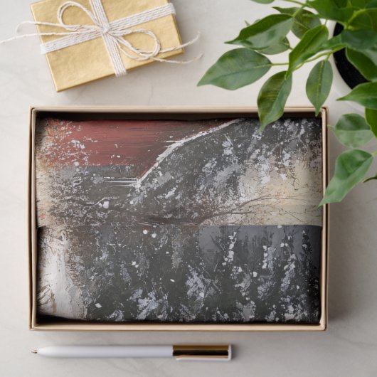 Rustikales Rotbarn Winter Landschaftlich Art Decou Seidenpapier (Geschenk)