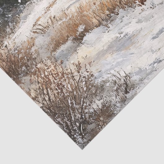 Rustikales Rotbarn Winter Landschaftlich Art Decou Seidenpapier (Ausschnitt)