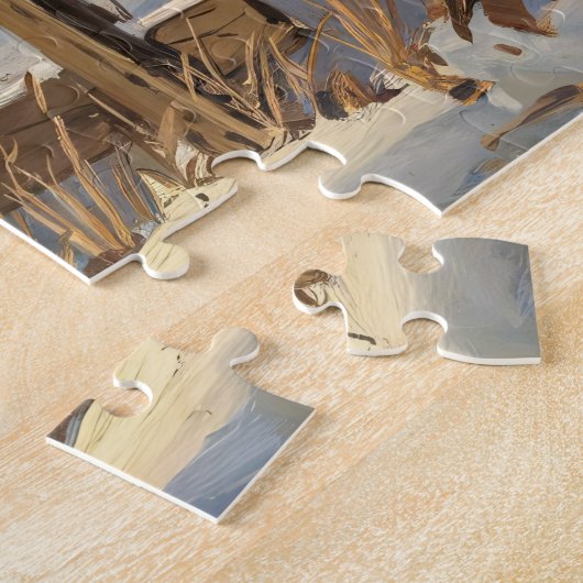 Rustikales Rotbarsche Kardinal Bird Bauernhof Puzzle (Seite)