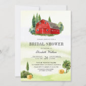 Rustikales Roter Barn Foto Brautparty Einladung (Vorderseite)