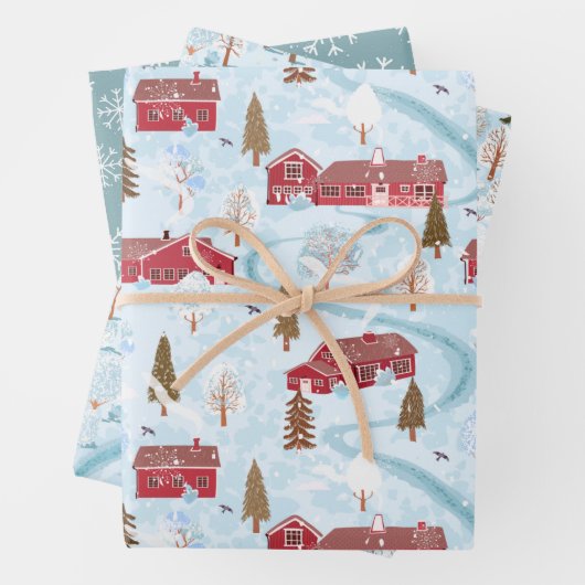 Rustikales Rotes Barland Winter Weihnachten Geschenkpapier Set (Beispiel)