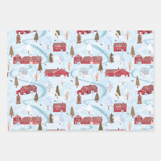 Rustikales Rotes Barland Winter Weihnachten Geschenkpapier Set (Vorderseite)