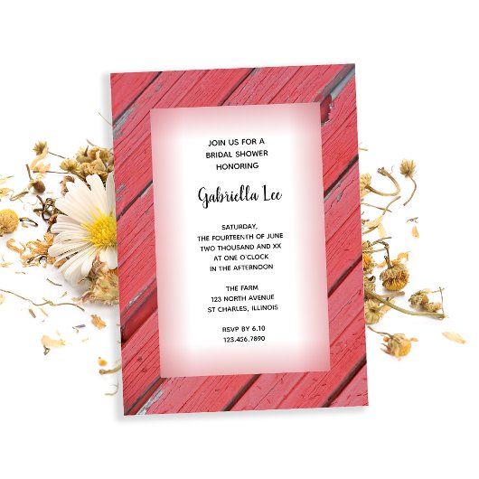 Rustikales Rotes Bartholz Land Ranch Brautparty Einladung