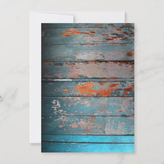 Rustikales Rotes Blaues Holz - Hochzeitsland Einladung (Rückseite)