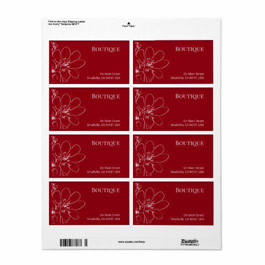 Rustikales rotes Blumenmuster-Versandetikett für K (Vorne)