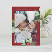 Rustikales Rotes Botanisches Foto Weihnachten (Stehend Vorderseite)
