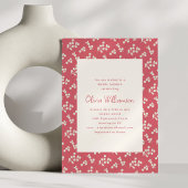 Rustikales rotes botanisches Leaf-Muster-Brautpart Einladung