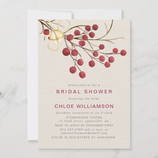 Rustikales Rotes Brautparty Einladung (Vorderseite)