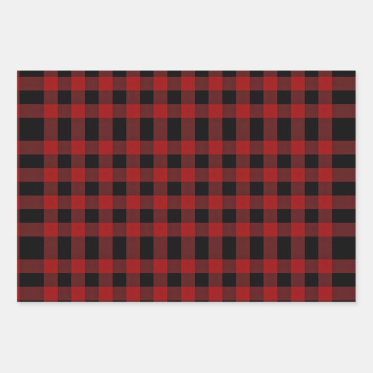 Rustikales Rotes Buffalo Kariert mit Elche Geschenkpapier Set (Vorderseite 2)