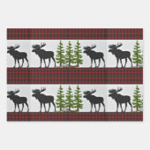 Rustikales Rotes Buffalo Kariert mit Elche Geschenkpapier Set (Vorderseite)