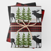 Rustikales Rotes Buffalo Kariert mit Elche Geschenkpapier Set (Beispiel)