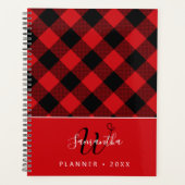 Rustikales Rotes Buffalo Kariert Mit Monogramm 202 Planer (Vorderseite)