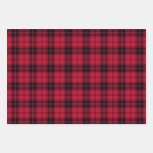 Rustikales Rotes Buffalo Kariert Polka Dots Streif Geschenkpapier Set (Vorderseite)