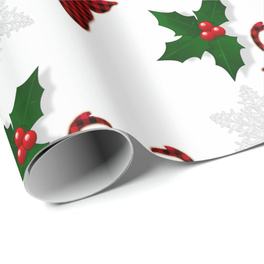 Rustikales Rotes Buffalo Karierte Hirschschschneef Geschenkpapier (Rolleneckpunkt)