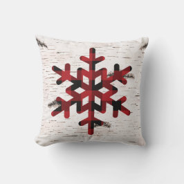 Rustikales Rotes Buffalo Karierte Schneeflocken au Kissen