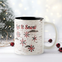 Rustikales Rotes Buffalo Karierte Schneeflocken au Zweifarbige Tasse