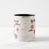 Rustikales Rotes Buffalo Karierte Schneeflocken au Zweifarbige Tasse (Mittel)