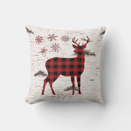 Rustikales Rotes Buffalo Karierte Schneeflocken-Re Kissen