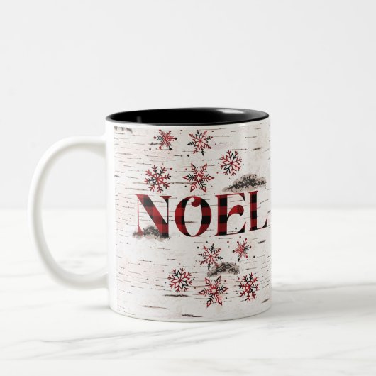 Rustikales Rotes Buffalo Karierte Schneeflocken We Zweifarbige Tasse (Links)