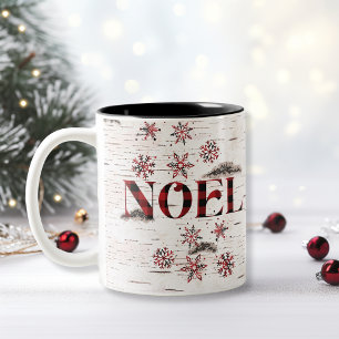 Rustikales Rotes Buffalo Karierte Schneeflocken We Zweifarbige Tasse