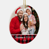 Rustikales Rotes Buffalo Kariertes Foto Weihnachts Keramik Ornament (Rechts)